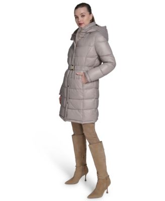 Women's Stand Collar Belted Puffer Coat