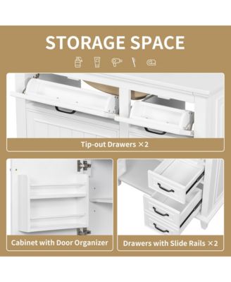 Freestanding Bathroom Vanity with Ceramic Sink Flip Drawers and Adjustable Shelf