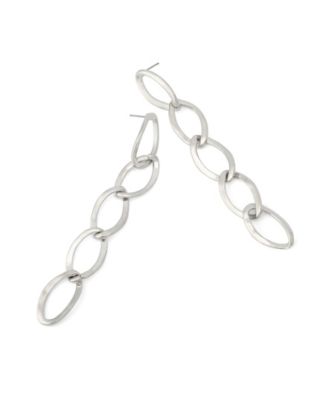 Silver Oval Link Linear Earrings