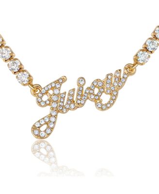 Logo Script Chain Pave Necklace
