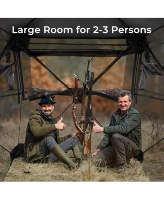 Hunting Blind 360 Degree One-Way See-Through Ground Blind for 2-3 Person