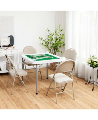 - 4-Player Mahjong Game Table with Iron Frame