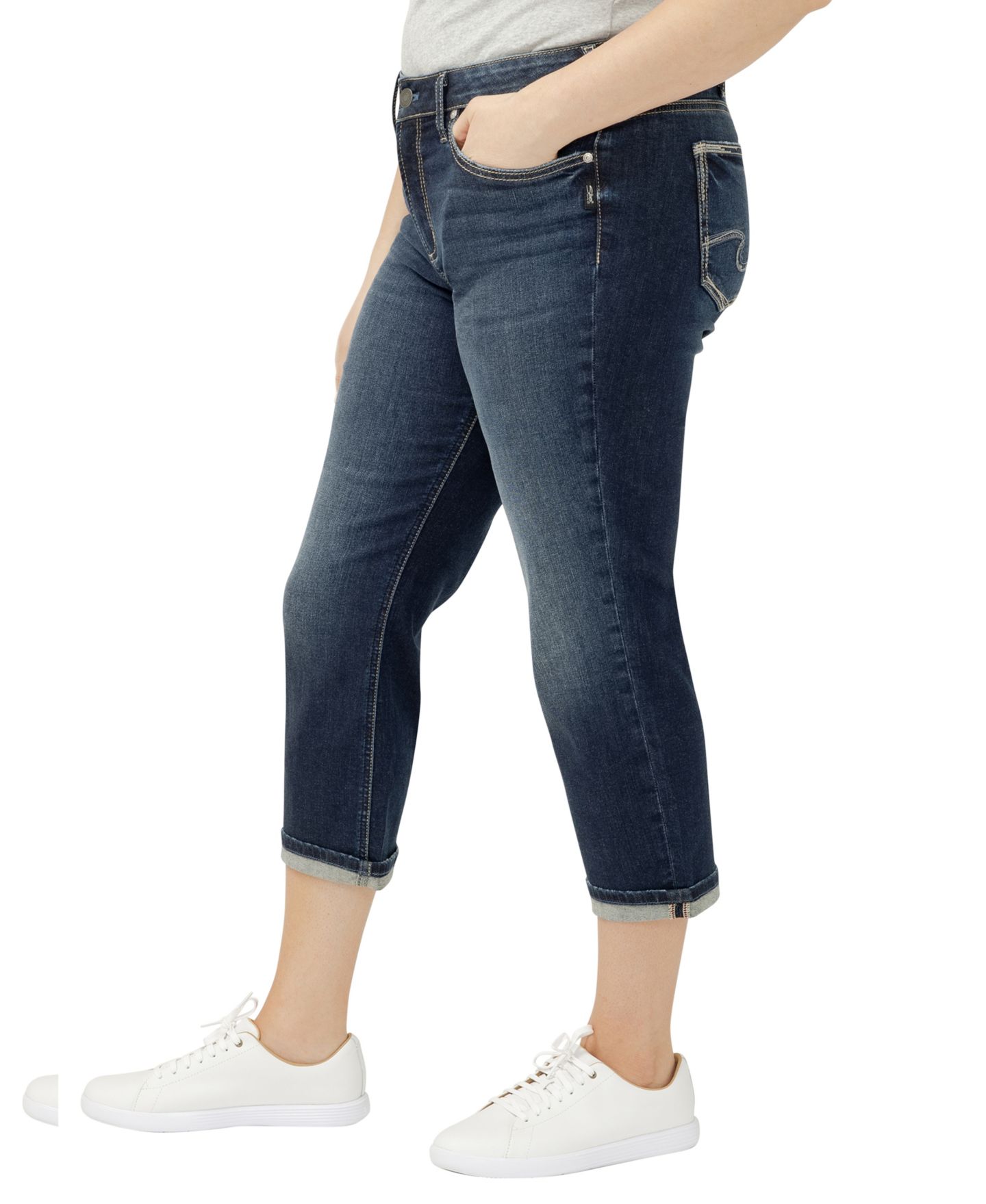 Женские джинсы Silver Jeans Co. Plus Size Suki Mid Rise Curvy Fit Capri, цвет: Florida — фото 2