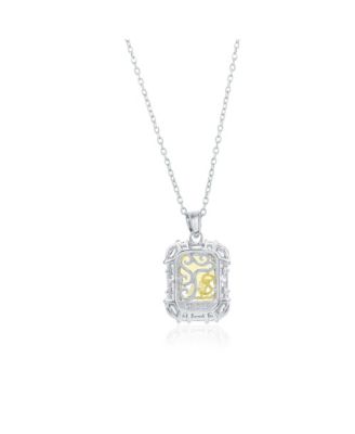 Suzy Levian Gala Collection Sterling Silver Firework Cut Cubic Zirconia Multi-Cut Cluster Halo Pendant