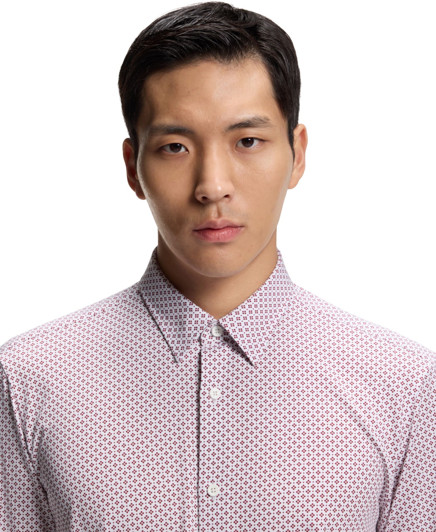 Men's Printed Cotton Blend Slim-Fit Dress Shirt