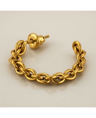 18K Gold Plated Interlocked Chain Hoop Earrings