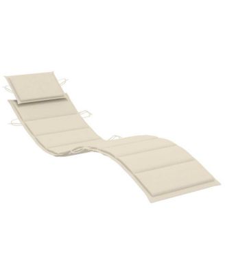 Sun Lounger Cream Solid Acacia Wood Adult Foldable