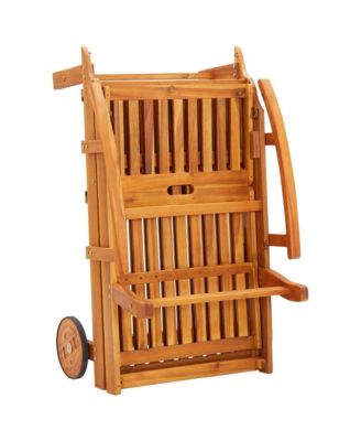 Sunlounger Red Solid Acacia wood, 100% polyester fabric Large