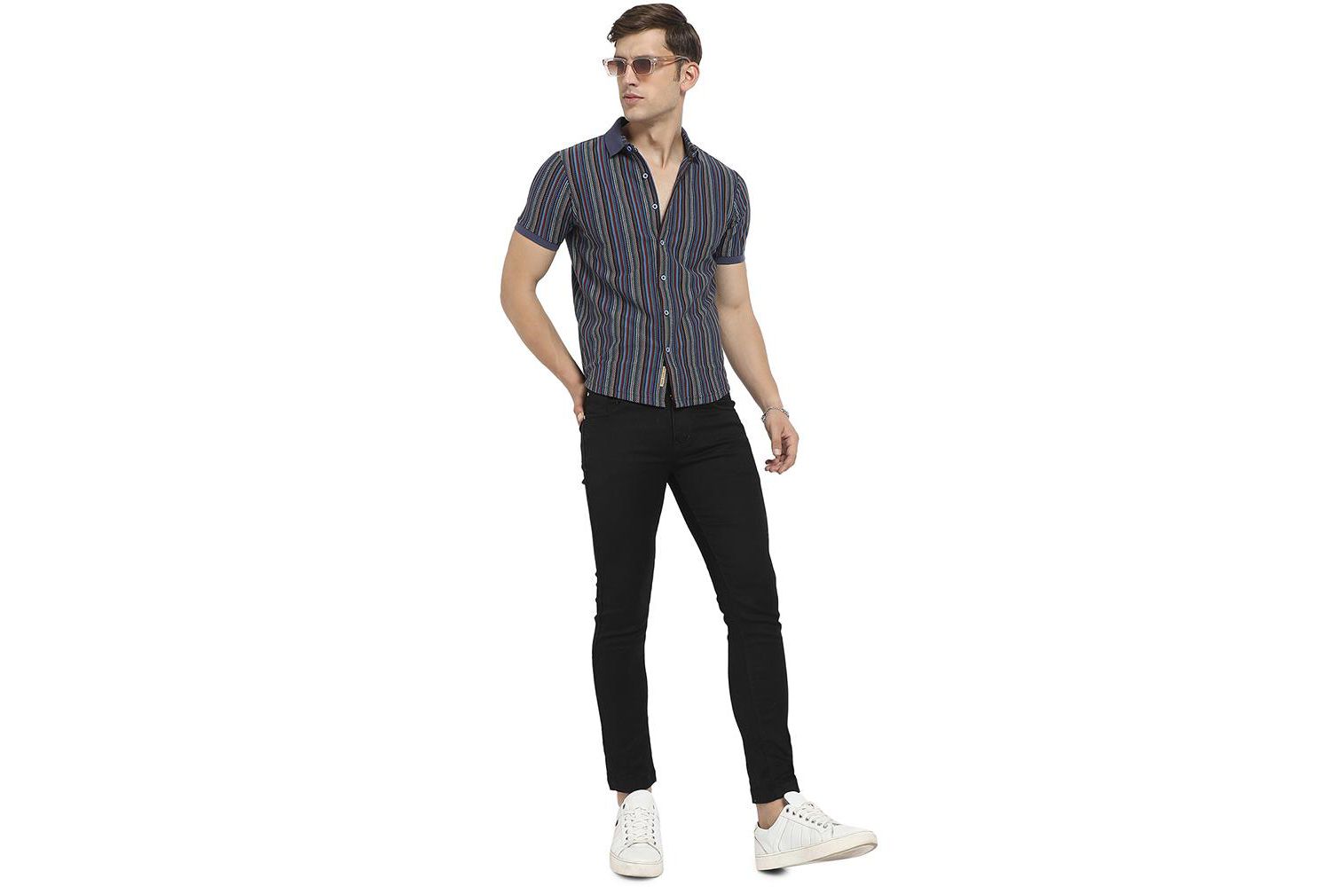 Men's Multicolour Contrast Knitted Shirt