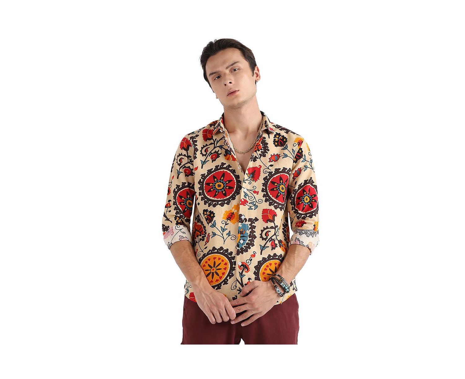 Men's Multicolour Ethnic Floral Shirt