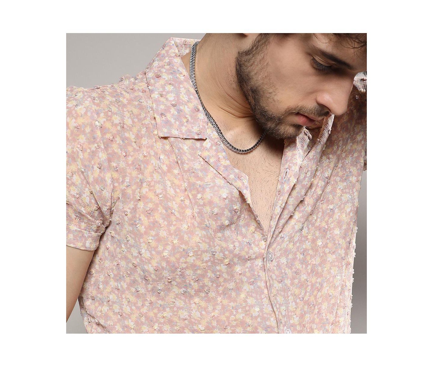 Мужская рубашка Cahoot Campus Sutra Beige Washed Flowers Seld-Design, цвет: Бежевый — фото 7