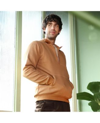 Men's Rust Orange Panel-Stitch Knit Sweatshirt