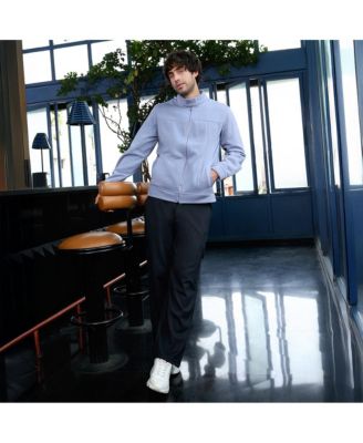 Men's Flint Grey Panel-Stitch Knit Jacket