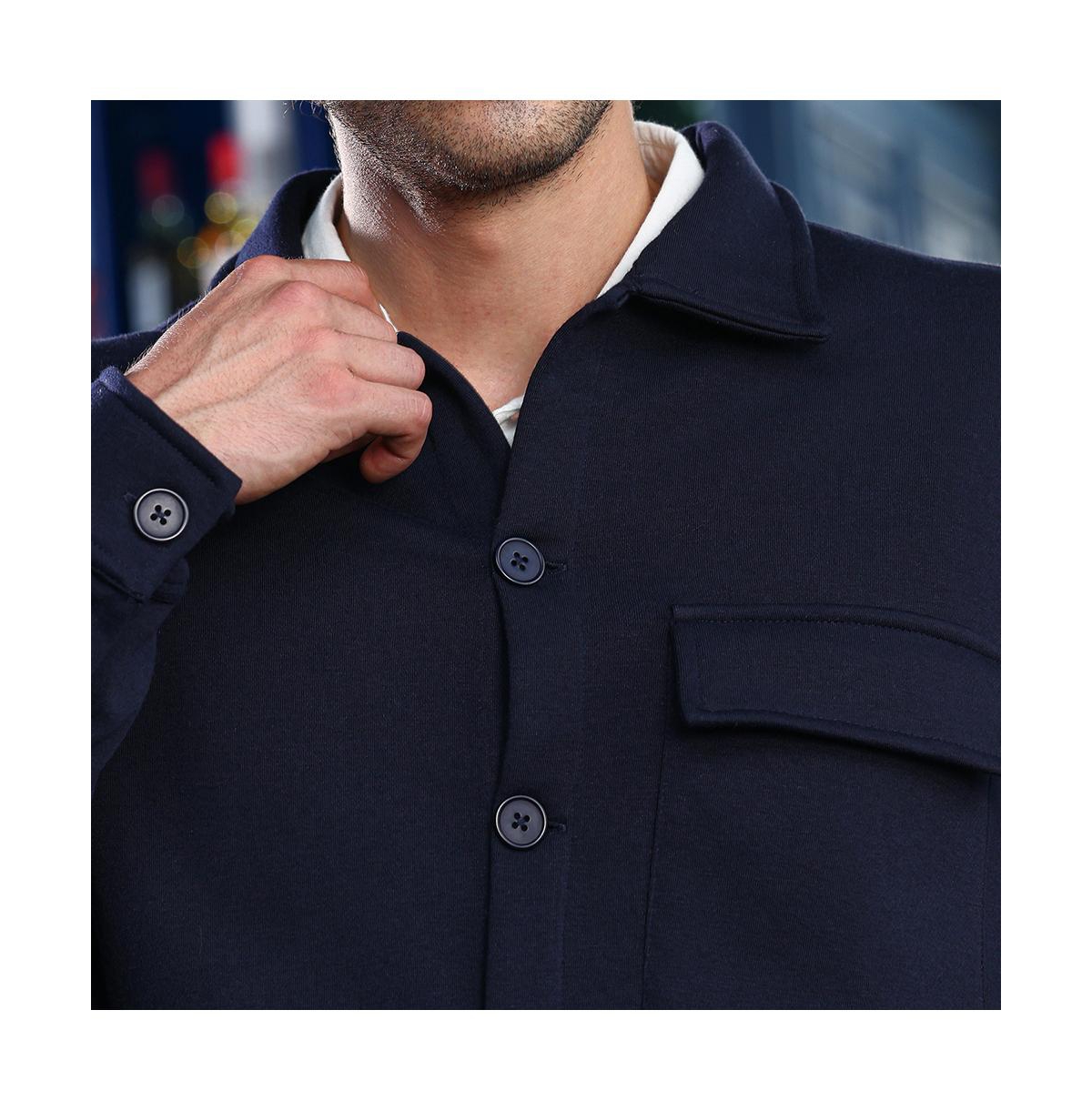 Campus Sutra Men's Navy Blue Utility-Knit Jacket