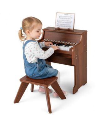 25 Keys Digital Piano with Music Stand Stool Lighted Keys Teaching Mode for 3+ Kids
