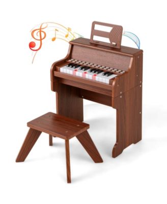 25 Keys Digital Piano with Music Stand Stool Lighted Keys Teaching Mode for 3+ Kids