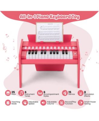 25 Keys Digital Piano with Music Stand,Teaching Mode,Lighted Keys, Adjustable Speed