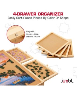 1000-Piece Puzzle Board with Drawers, Foldable Legs & Cover - Wooden Jigsaw Puzzle Table