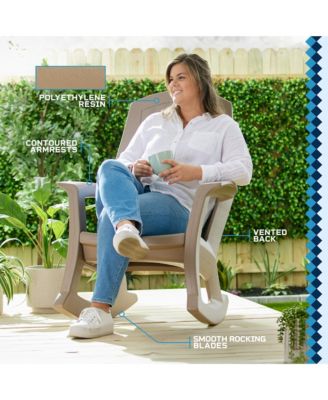 Plastics Rockaway Heavy Duty All-Weather Outdoor Rocking Chair, Taupe