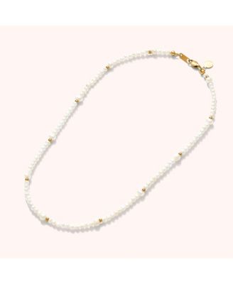 Freshwater Pearl & Stainless Steel Beaded Necklace with Mixed 6–7 mm and 3–4 mm Pearls
