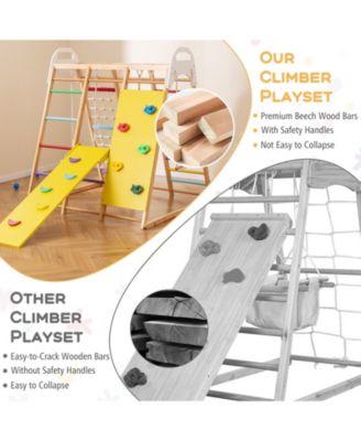 8-in-1 Wooden Jungle Gym Playset with Slide, Monkey Bars, and Climbing Wall