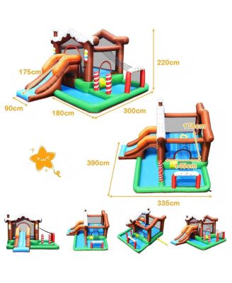 Inflatable Kids Bounce House with Slide, Climbing Wall, and 550W Air Blower