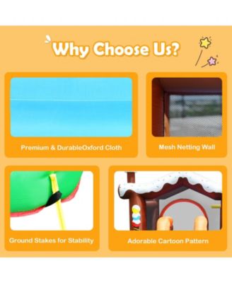 Inflatable Kids Bounce House with Slide, Climbing Wall, and 550W Air Blower