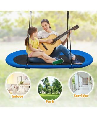 60 Inch Saucer Surf Outdoor Adjustable Swing Set-Blue+Black