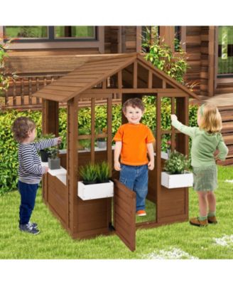 Outdoor Playhouse with Serving Stations and Door for 2+ Years Old
