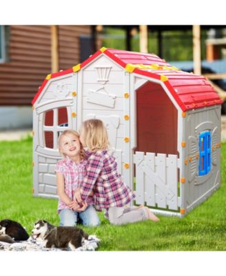 Cottage Kids Playhouse with Openable Windows and Working Door