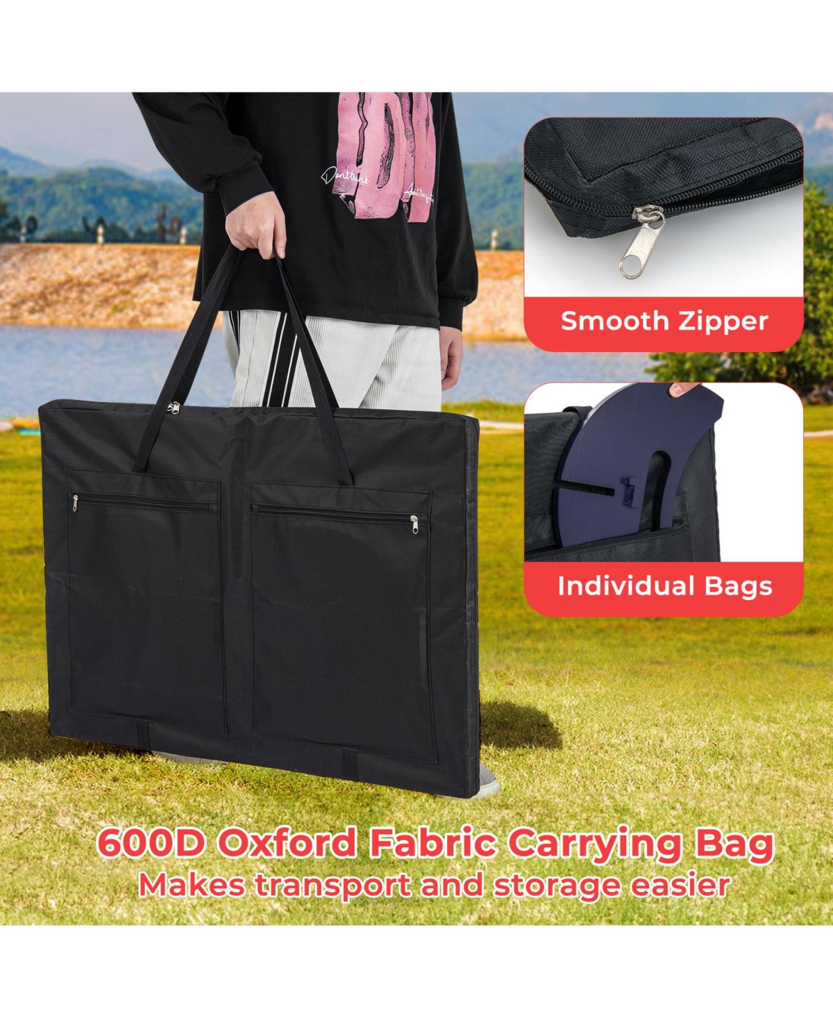 Sugift Wooden 4-In-a-row Game Set With 42 Pcs Chips And 600D Oxford Fabric Carrying Bag