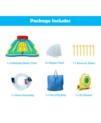 Inflatable Water Park Bounce House with Double Slide and Climbing Wall with 735W Blower