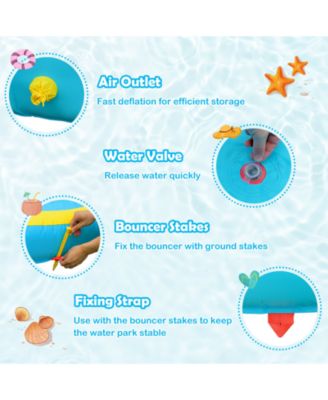 Inflatable Water Park Bounce House with Double Slide and Climbing Wall with 735W Blower