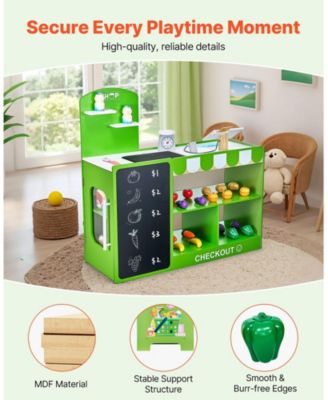 Wooden Pretend Play Grocery Store Toy Set with Accessories for Kids
