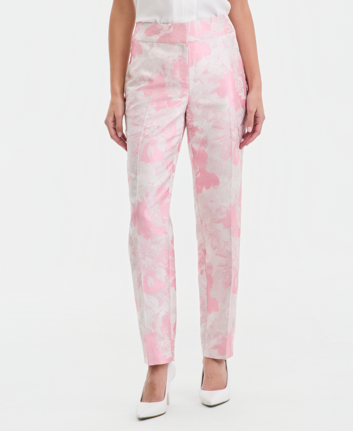 Kasper Women's Floral Jacquard High-Rise Slim Pants