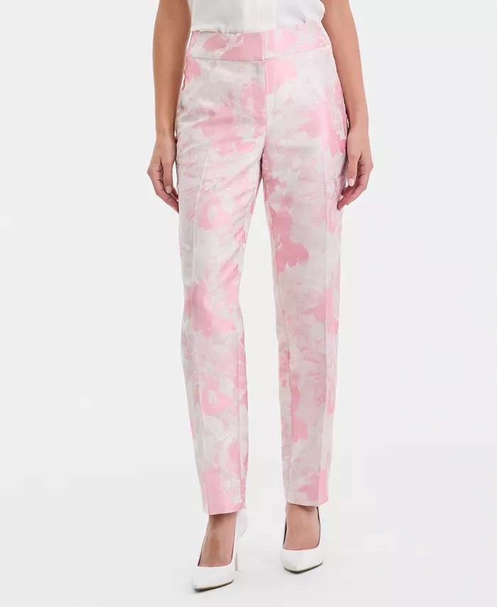 Women's Floral Jacquard High-Rise Slim Pants, Regular & Petite - thumbnail 3