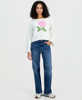 Juniors' Boat-Neck Fleece Sweatshirt