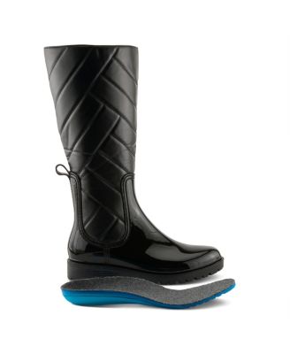 BERGAN Waterproof Quilted Rain Boots with Faux Fur Lining and Zipper Closure