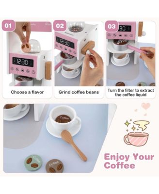 Corner Kitchen Playset with Coffee Machine Oven Microwave Washing Machine