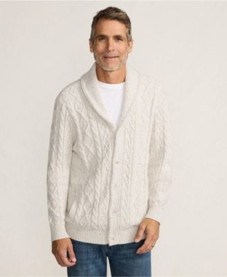 Men's Tall Long Sleeve Cotton Blend Cable Shawl Cardigan