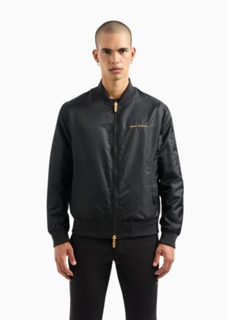 ジャケット・アウター ARMANI Dragon leather blouson A|X Armani Exchange Men's Long Sleeve Embroidered Dragon Zip-Front