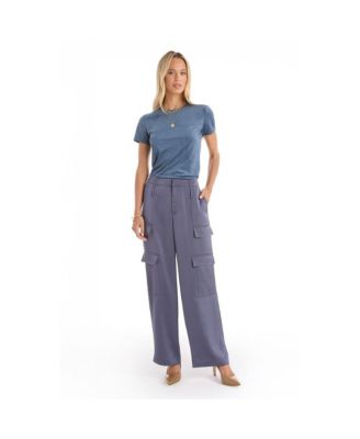 Women's Milan Satin Cargo Pant - Navy