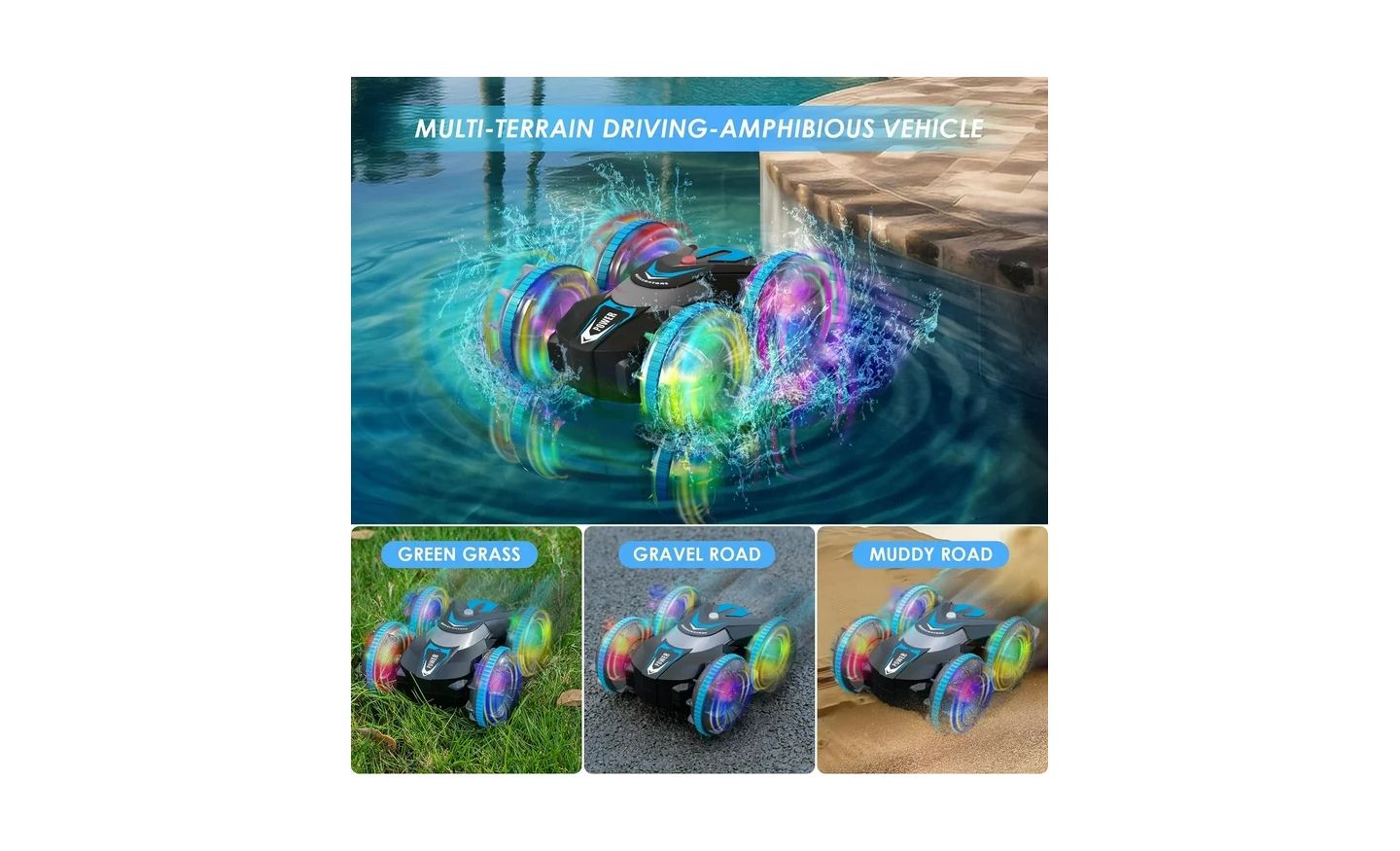 Детская игрушка Cowin Amphibious 4WD 360-Degree Flips Remote Control Stunt Car — фото 5