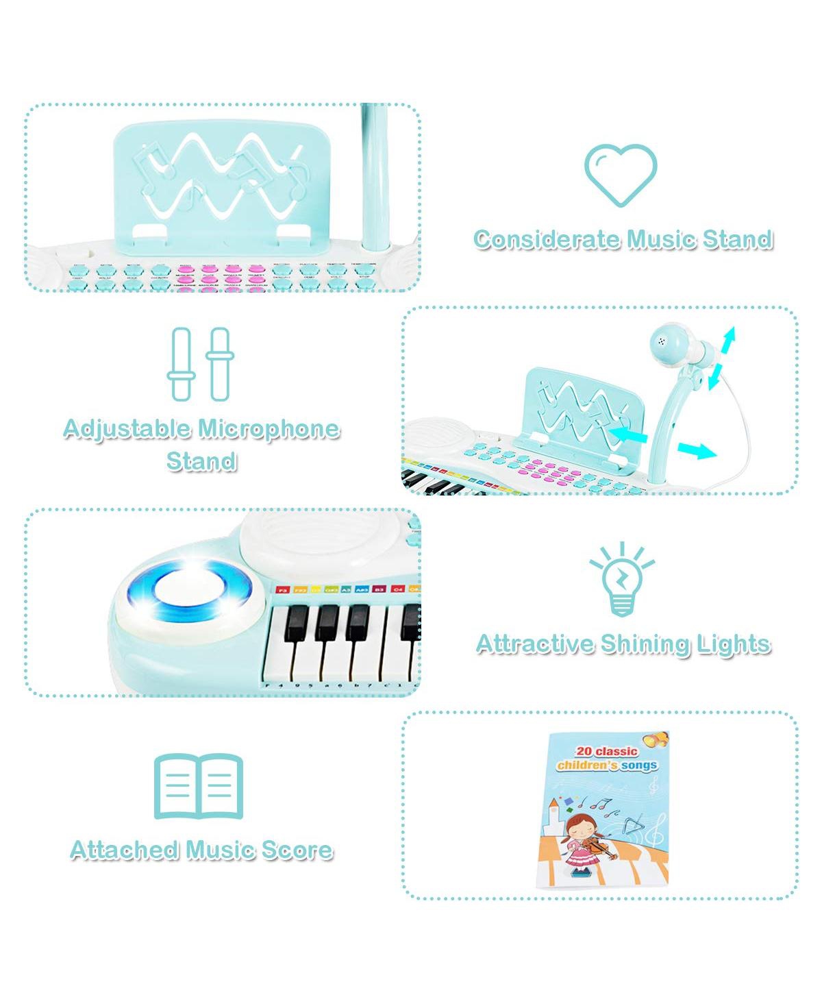 Mecale Multifunctional 37 Electric Keyboard Piano with Microphone