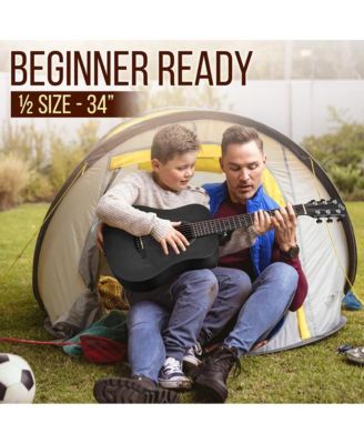 34" Acoustic Guitar Kit - 6-String 1/2 Junior Size Guitar with Accessories, Black (PGA820BK)