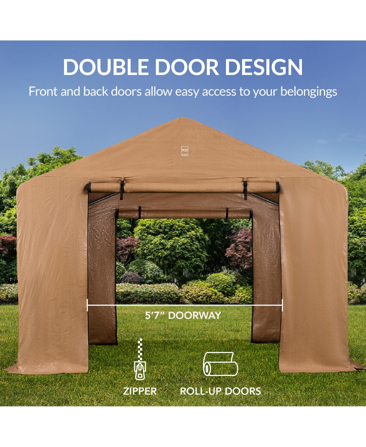 Best Choice Products 10x8ft Outdoor Fabric Storage Shed, Steel Frame, Dual Zipper Doors, Window