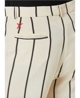 Women's Men's Striped Silk & Linen Blend Two-Zip Pants