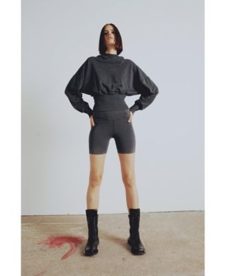 Women's Cotton Acid Wash Biker Leggings