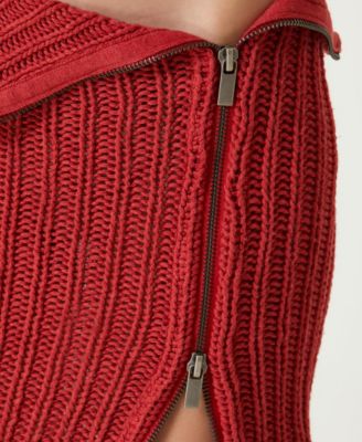 Women's Cashmere Blend Zippered Knit Skirt