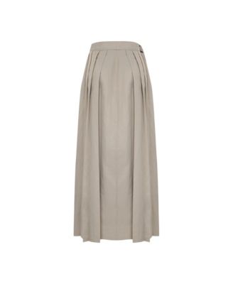 Women's Linen-Blend Shiny Woven Belted Skirt